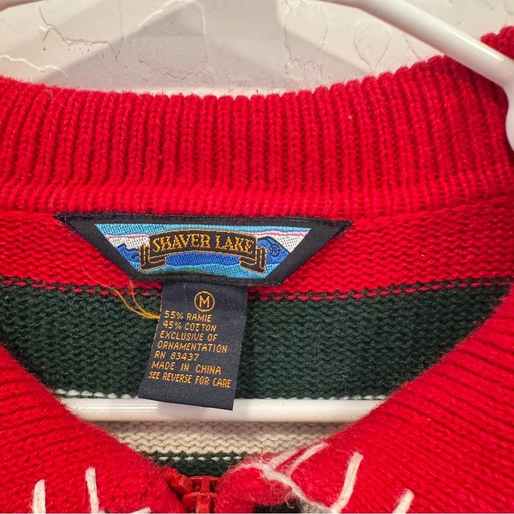 Shaver Lake Christmas Cardigan Sweater Womens Medium Patchwork Embroidered